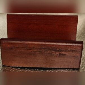 Staples Wood Business Card Holder in Rich Cherry Red